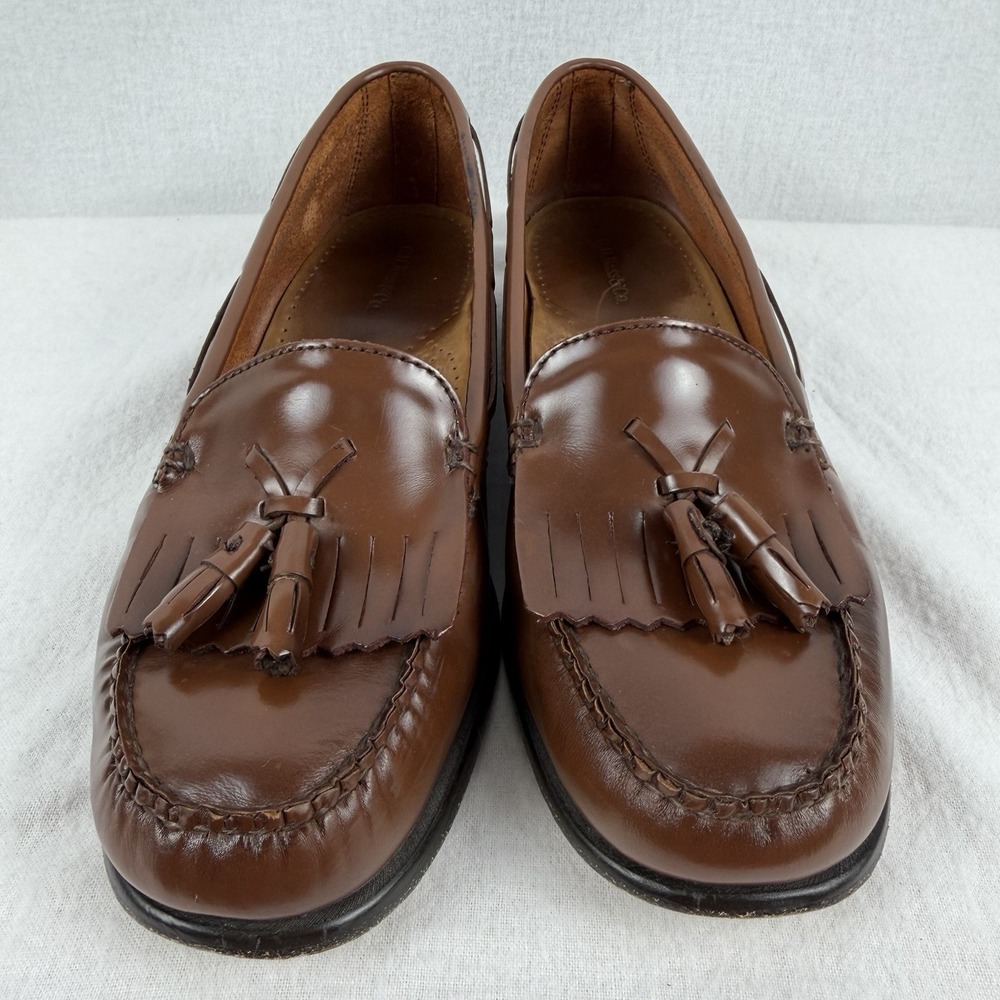 GH Bass Mens 9.5 Kiltie Tassel Loafers Brown Leather Washington Old Money Preppy